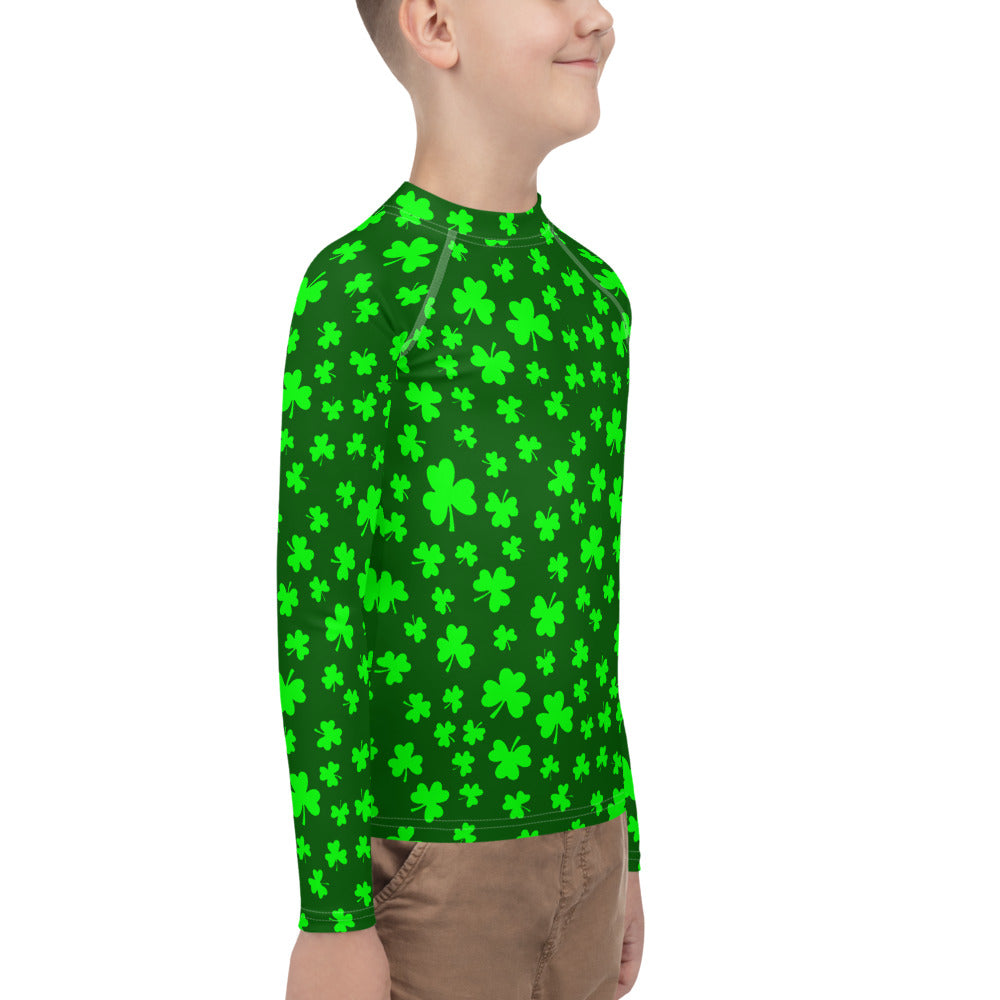 Shamrocks Print Youth Rash Guard