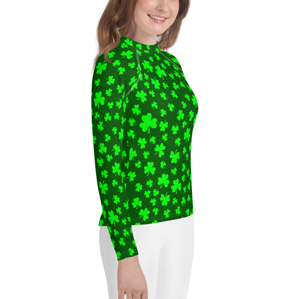 Shamrocks Print Youth Rash Guard