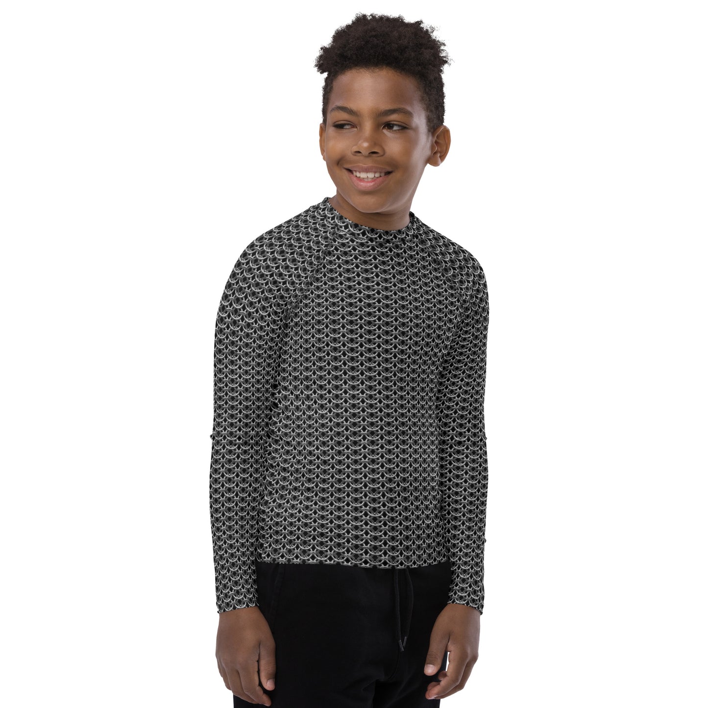 Chain Mail Print Youth Rash Guard