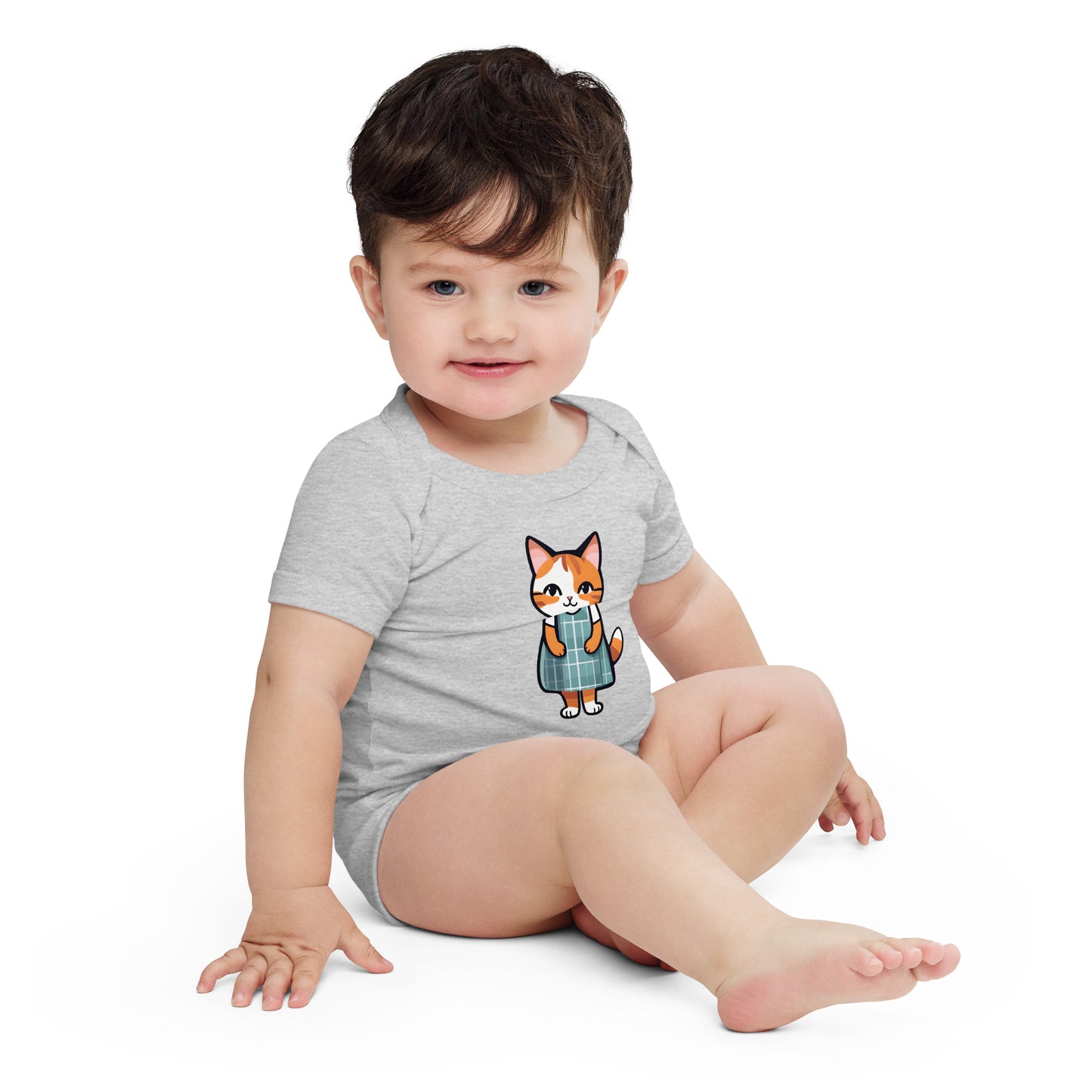 Cat in an Apron Dress Baby Short Sleeve One Piece