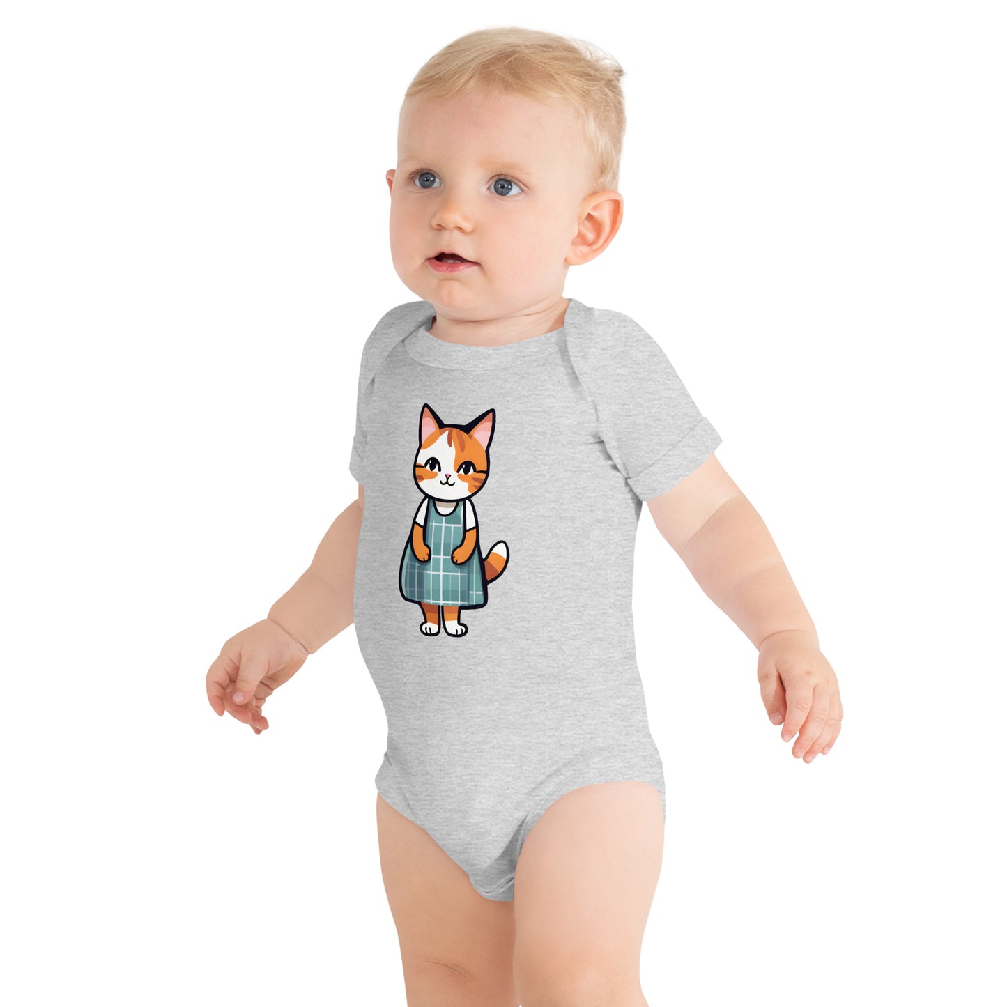 Cat in an Apron Dress Baby Short Sleeve One Piece