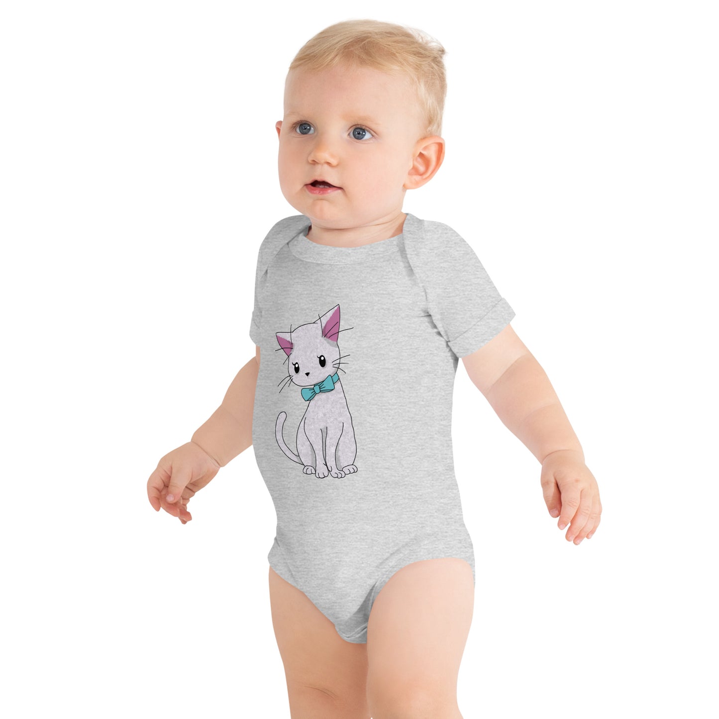 Cat with Bow Tie Baby Short Sleeve One Piece