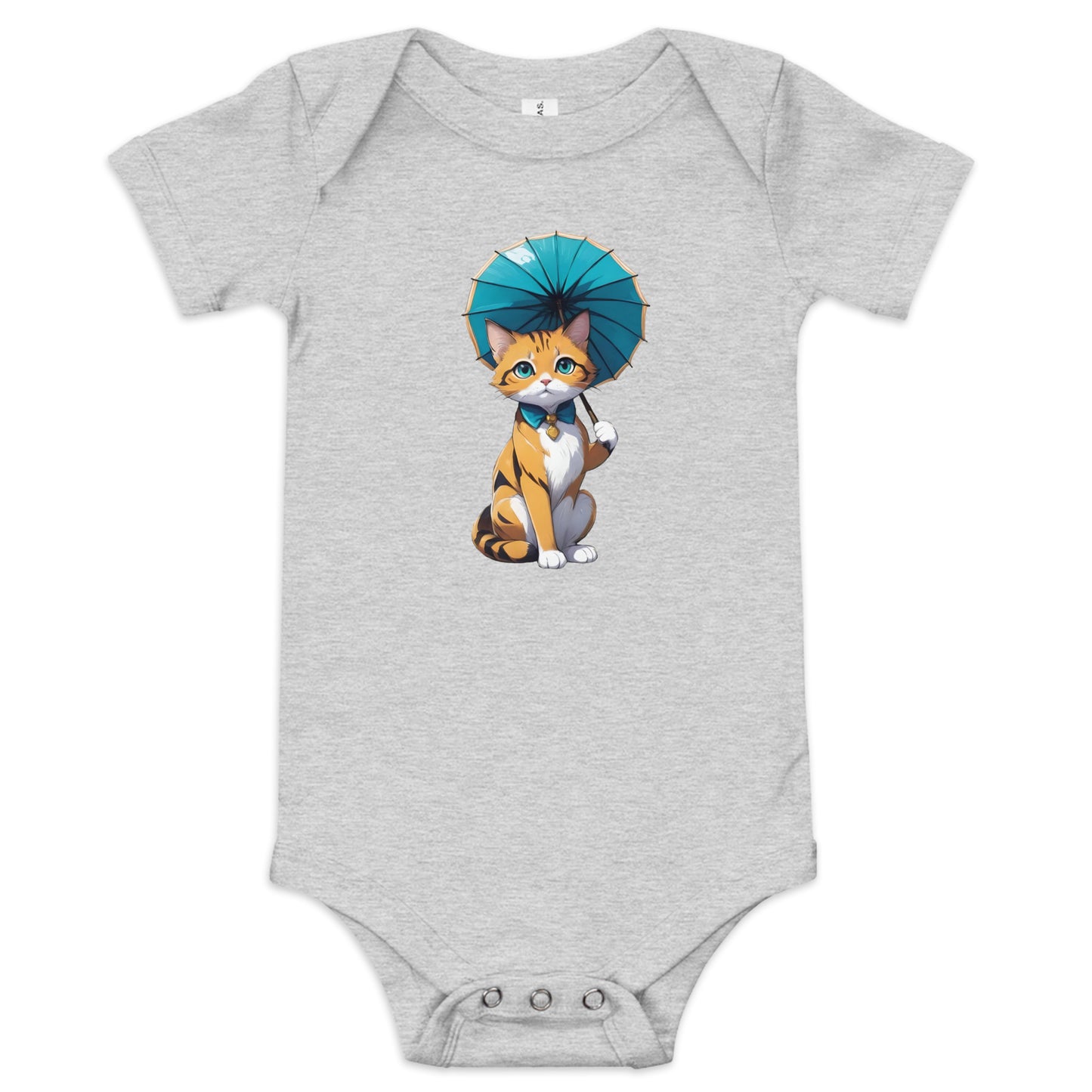 Kitten with Parasol Baby Short Sleeve One Piece