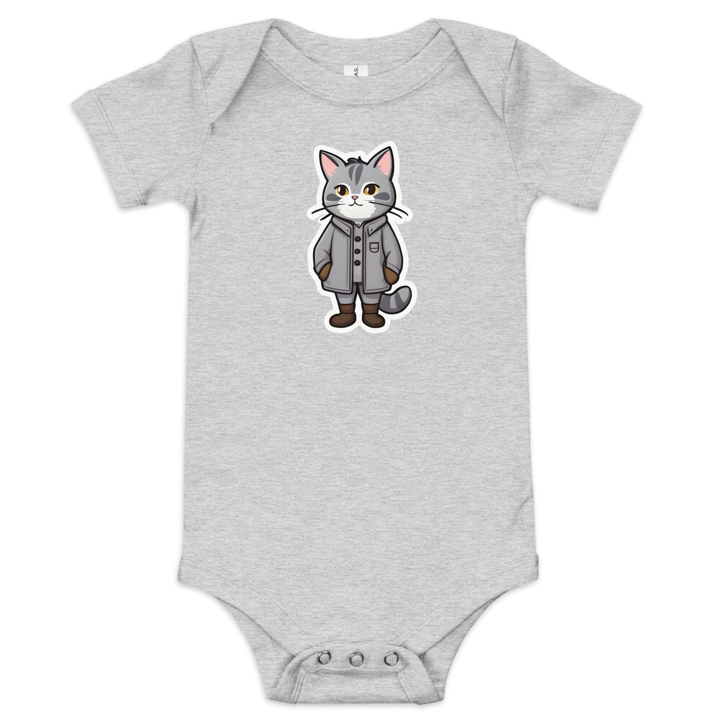 Grey Kitten in a Parka Baby Short Sleeve One Piece