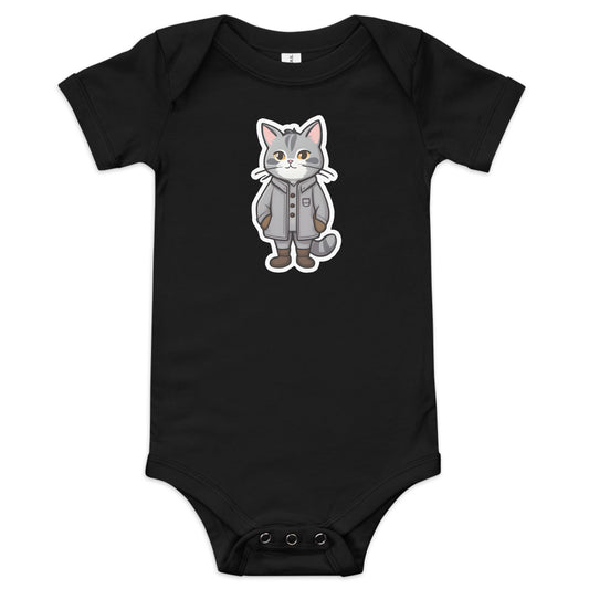 Grey Kitten in a Parka Baby Short Sleeve One Piece