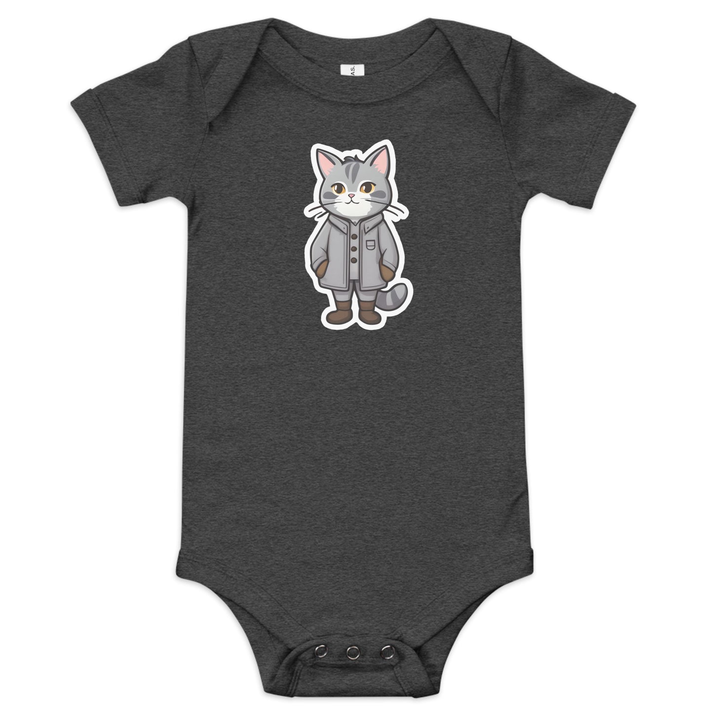 Grey Kitten in a Parka Baby Short Sleeve One Piece