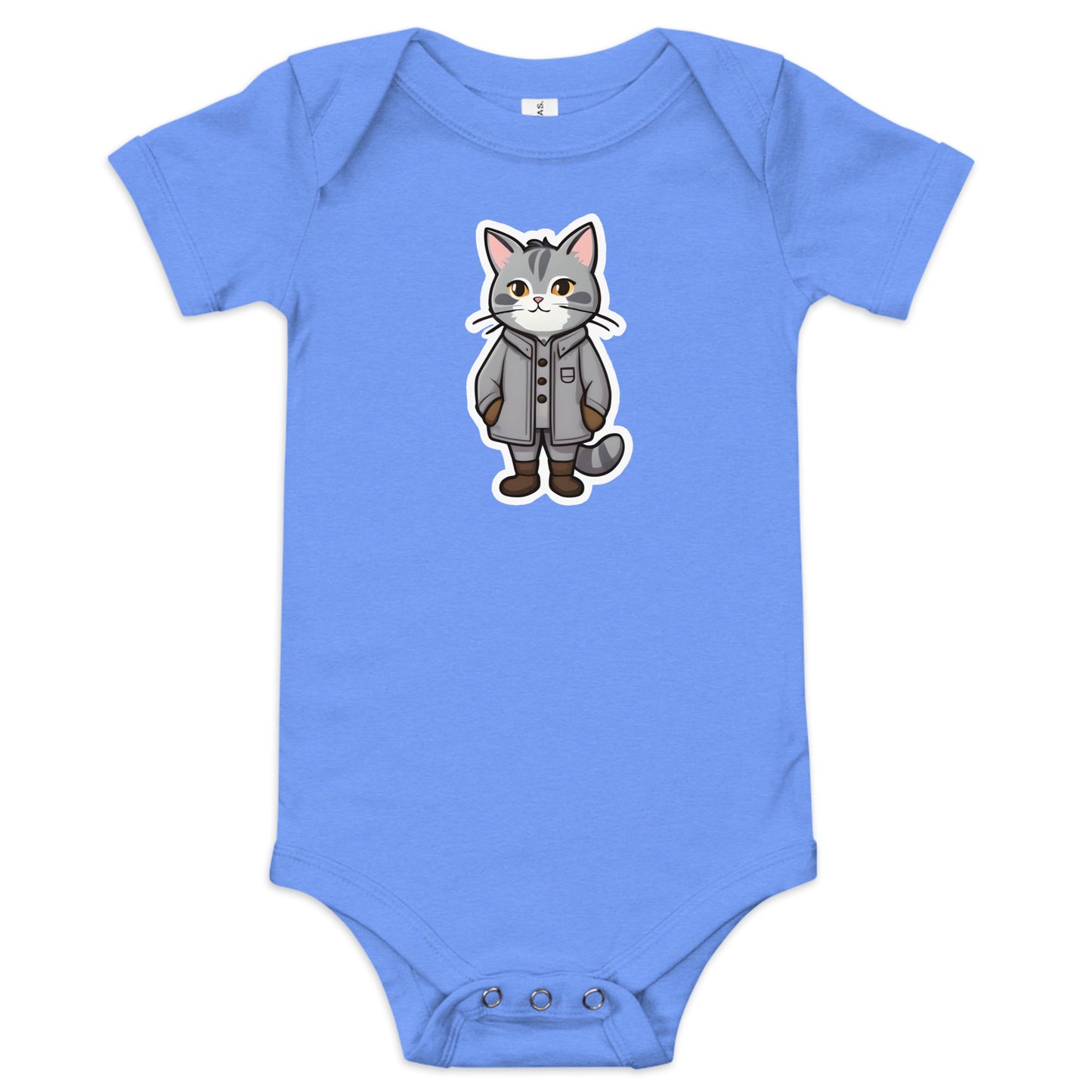 Grey Kitten in a Parka Baby Short Sleeve One Piece