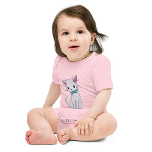 Cat with Bow Tie Baby Short Sleeve One Piece
