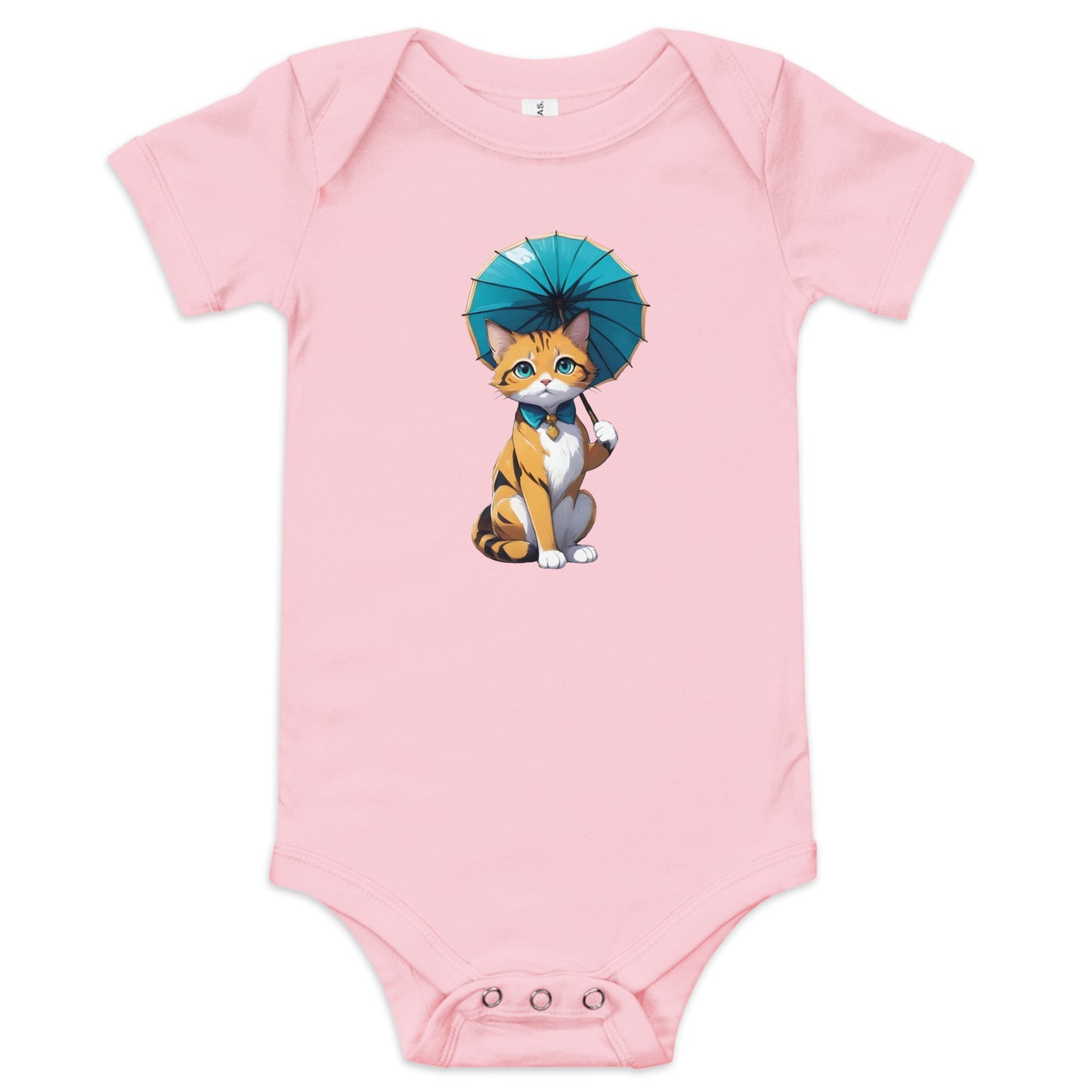 Kitten with Parasol Baby Short Sleeve One Piece