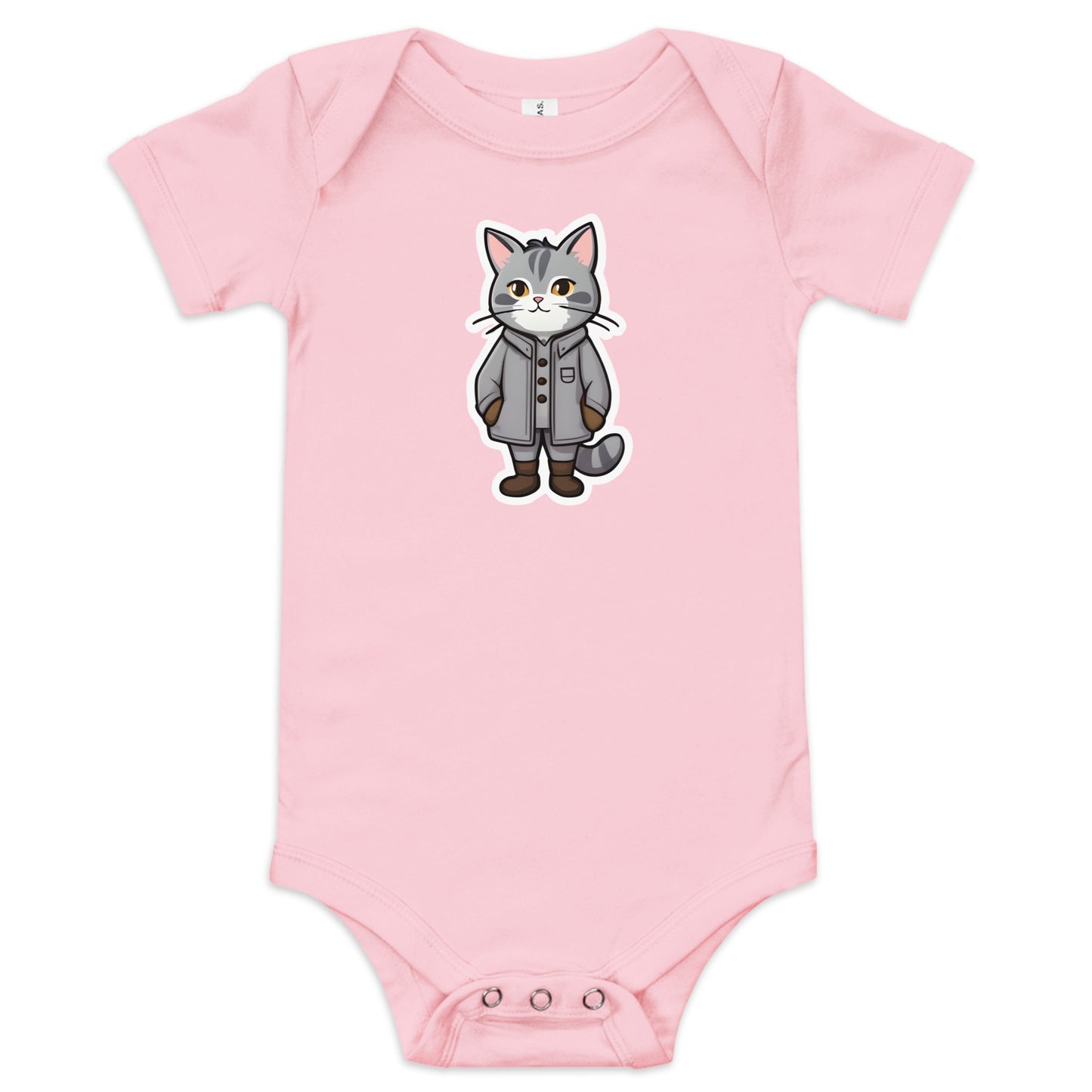 Grey Kitten in a Parka Baby Short Sleeve One Piece