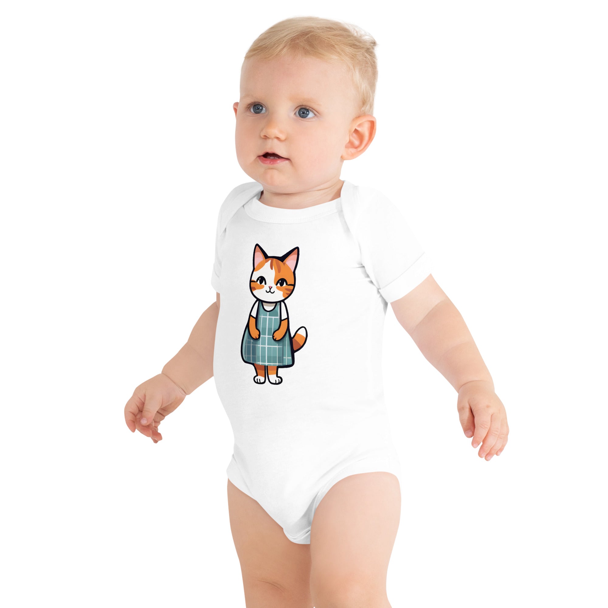 Cat in an Apron Dress Baby Short Sleeve One Piece