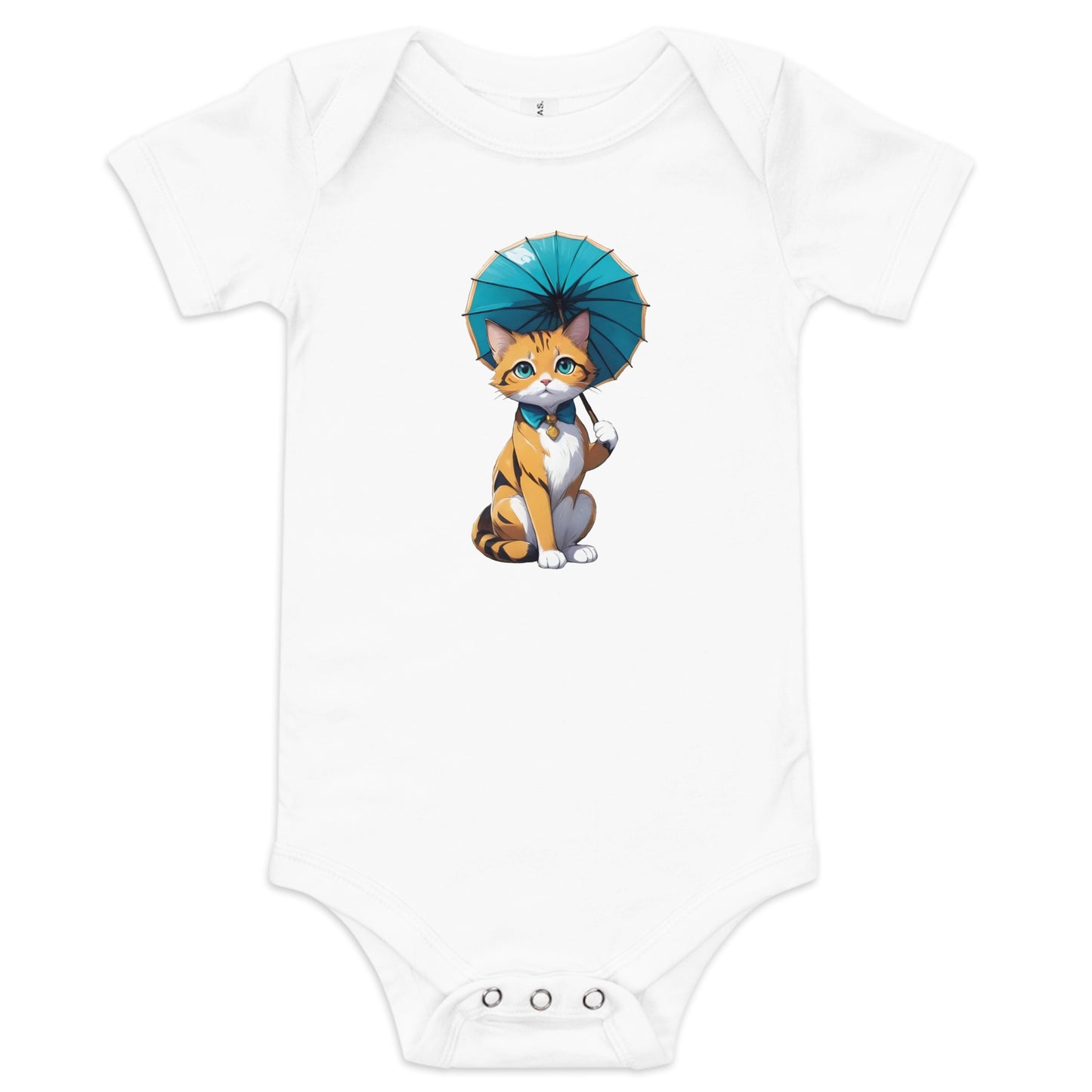 Kitten with Parasol Baby Short Sleeve One Piece