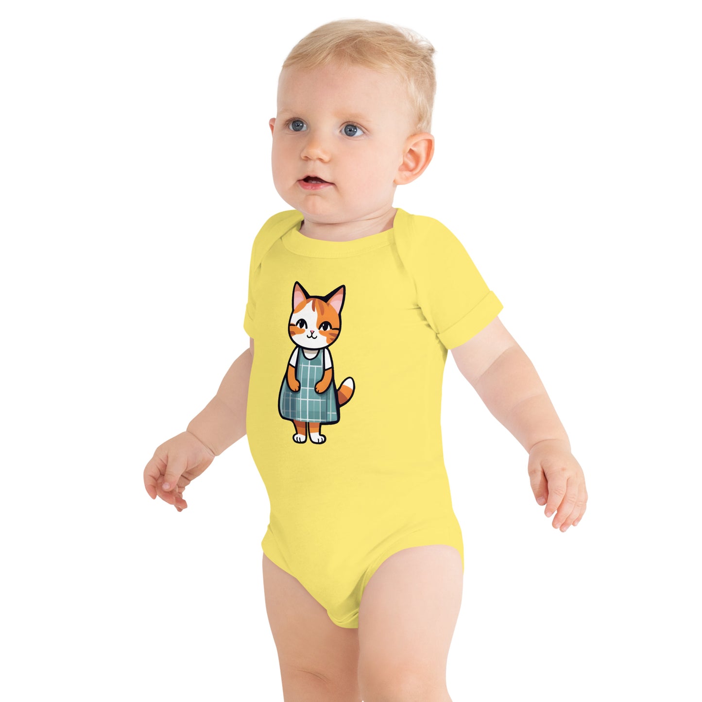 Cat in an Apron Dress Baby Short Sleeve One Piece