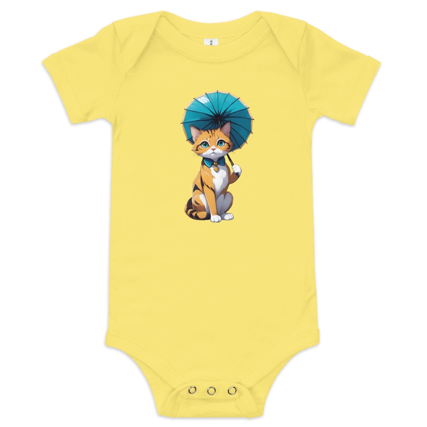 Kitten with Parasol Baby Short Sleeve One Piece