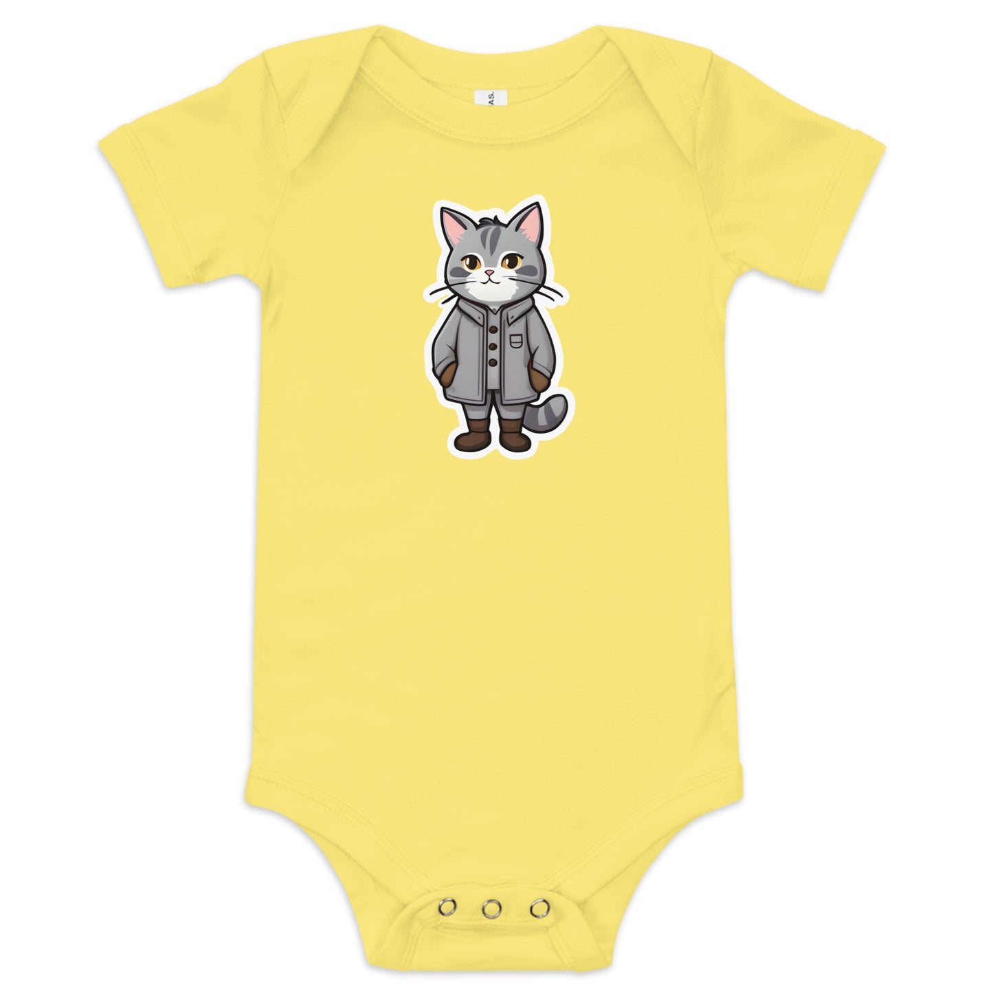 Grey Kitten in a Parka Baby Short Sleeve One Piece