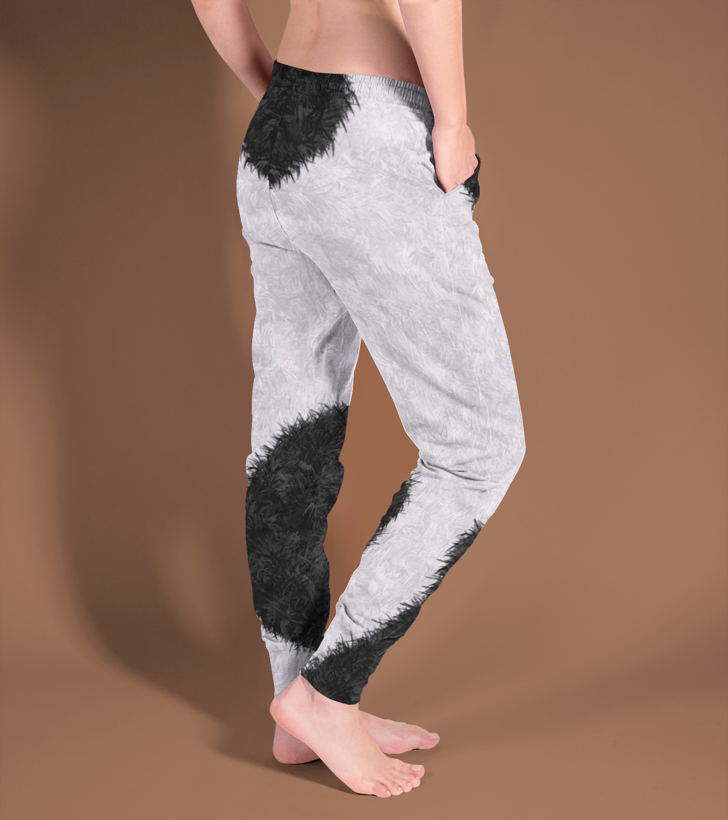 Black and White Fur Print Women's Slim Fit Joggers