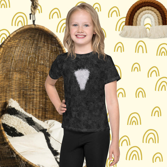 Black Cat with White Bib Fur Print Kids' T-shirt