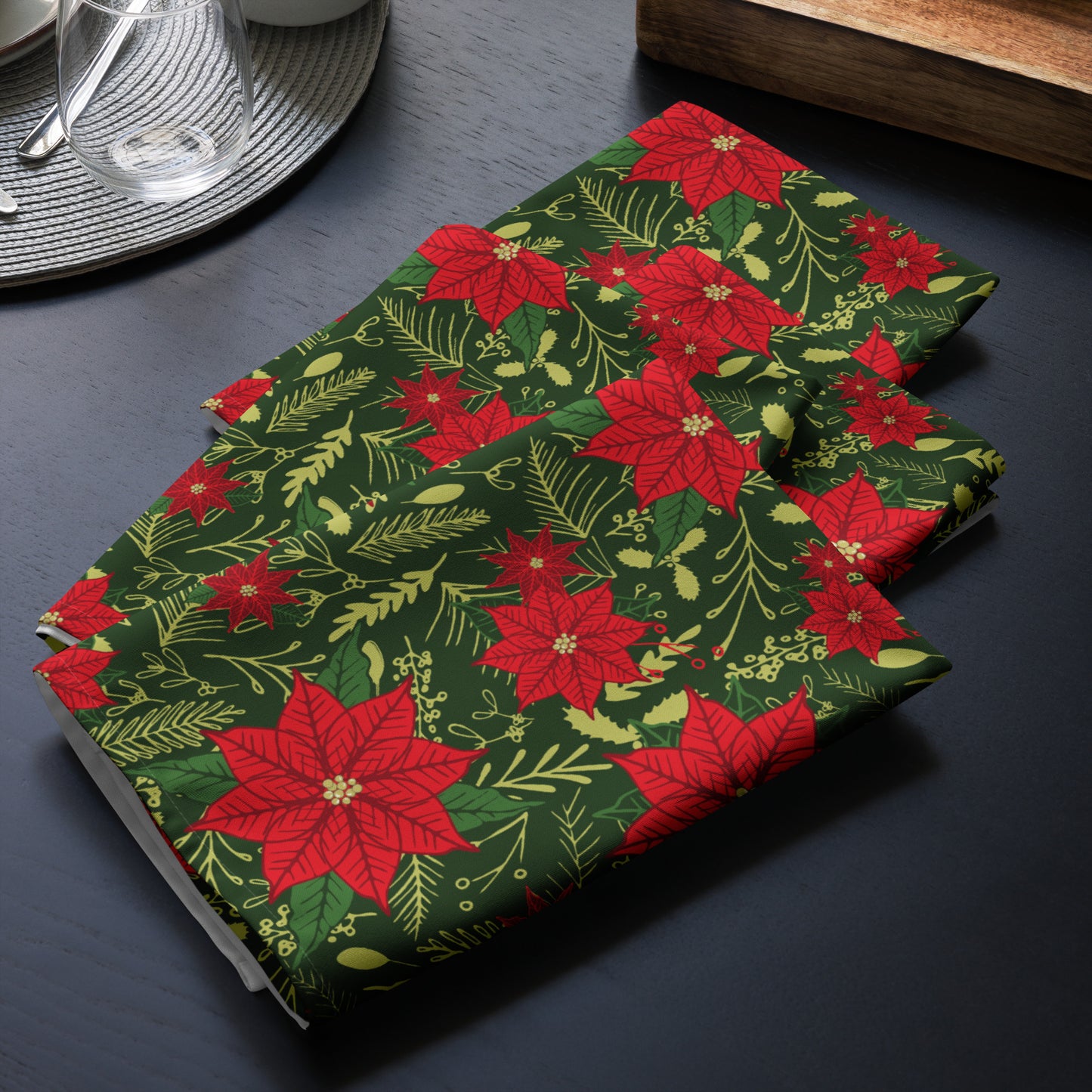 Christmas Poinsettia Cloth Napkin Set