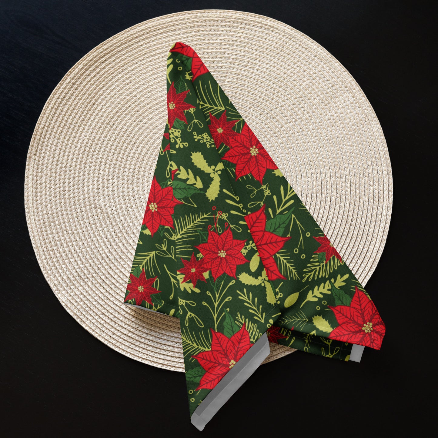 Christmas Poinsettia Cloth Napkin Set