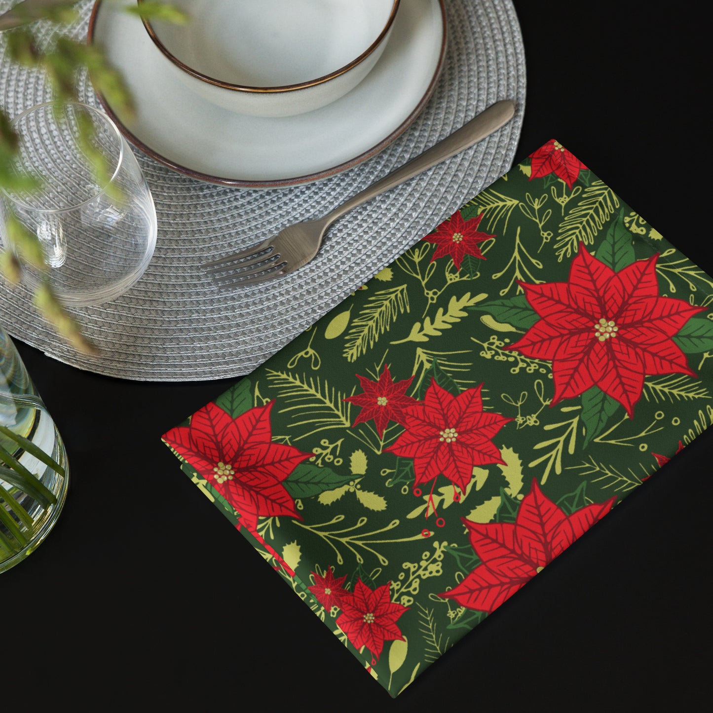 Christmas Poinsettia Cloth Napkin Set