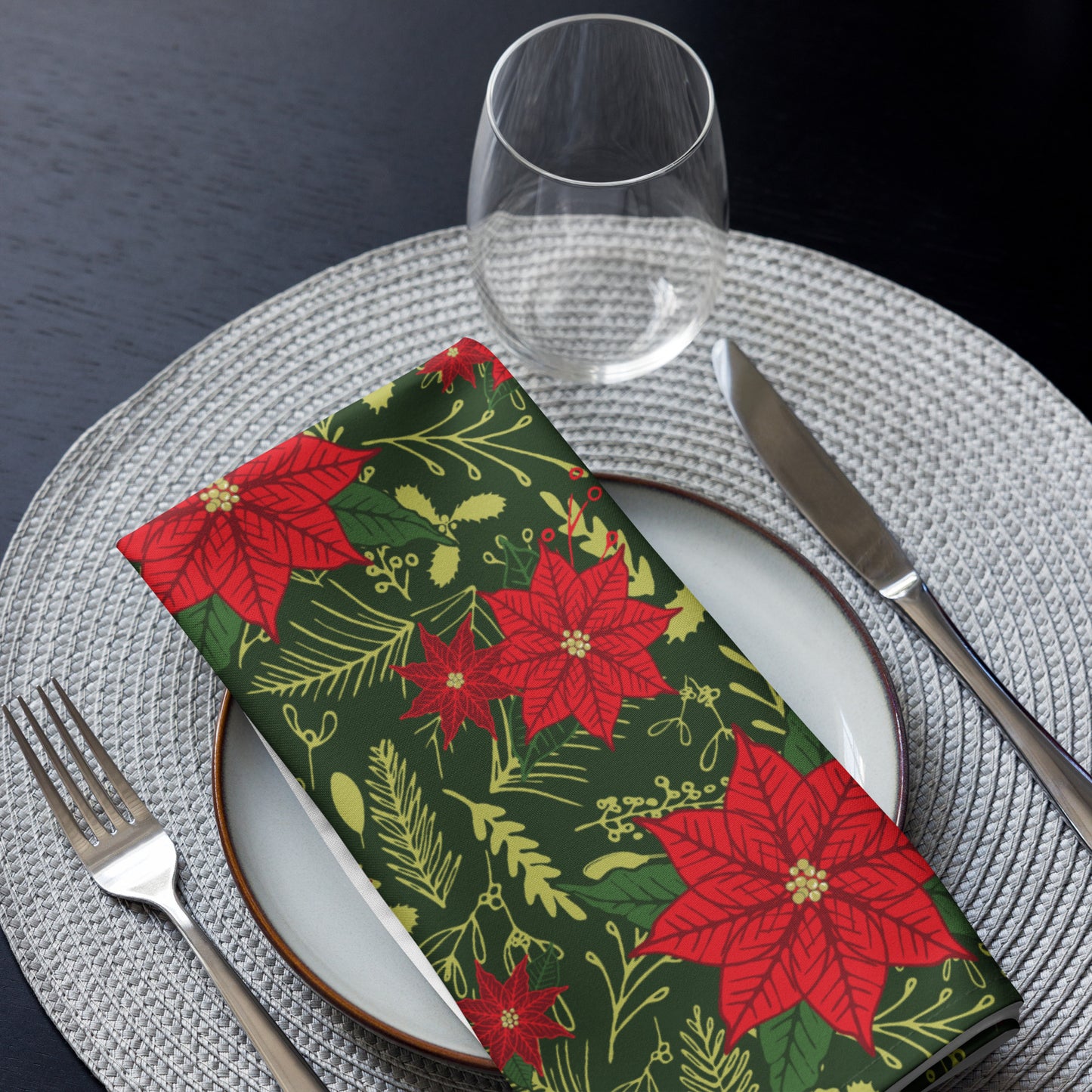 Christmas Poinsettia Cloth Napkin Set