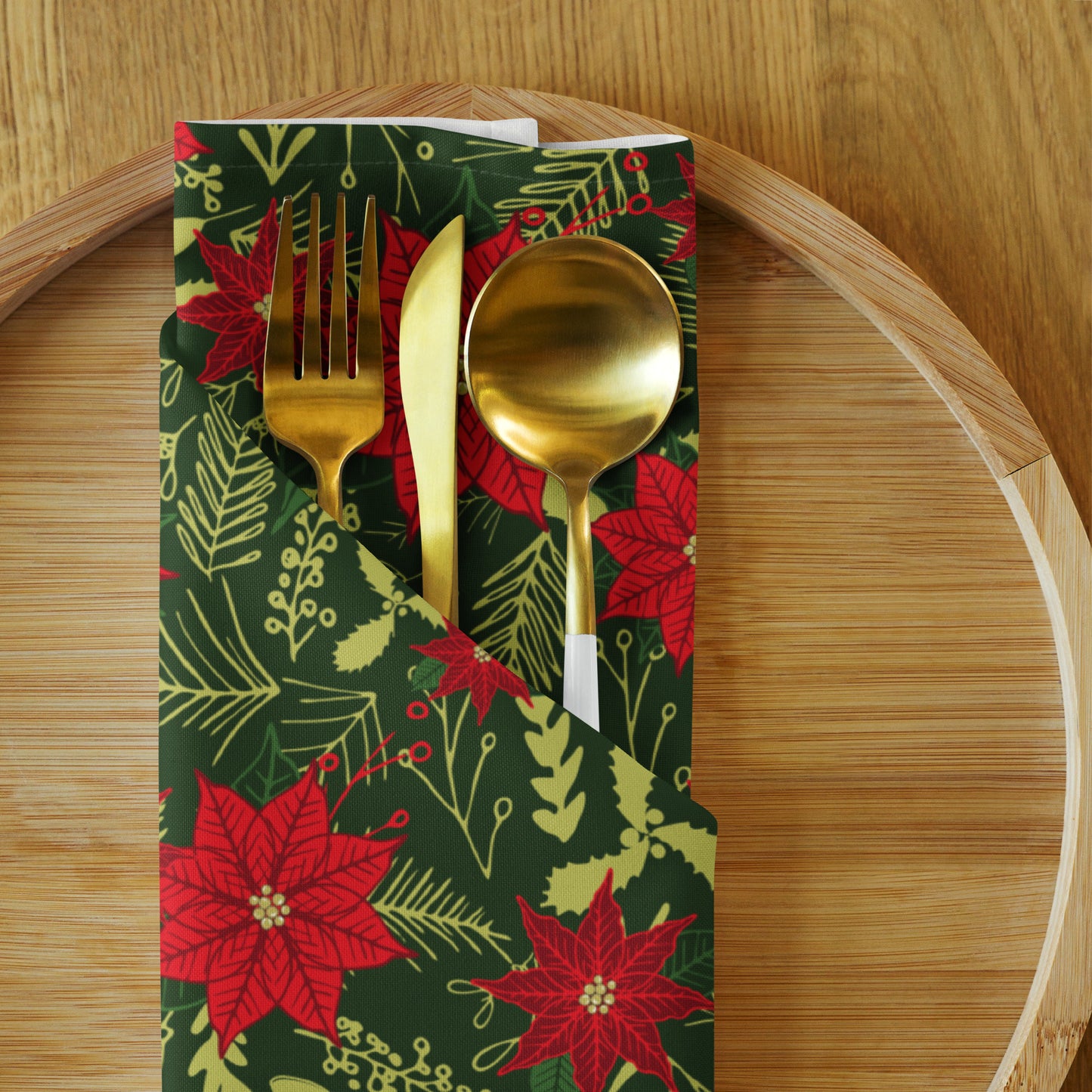 Christmas Poinsettia Cloth Napkin Set