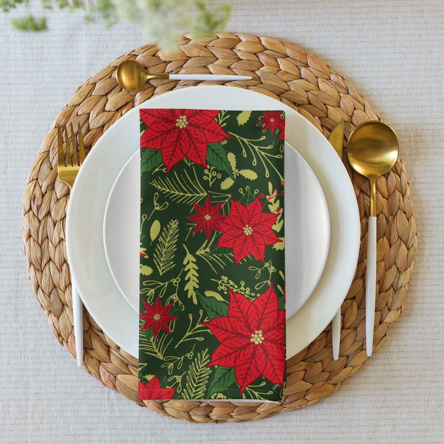 Christmas Poinsettia Cloth Napkin Set