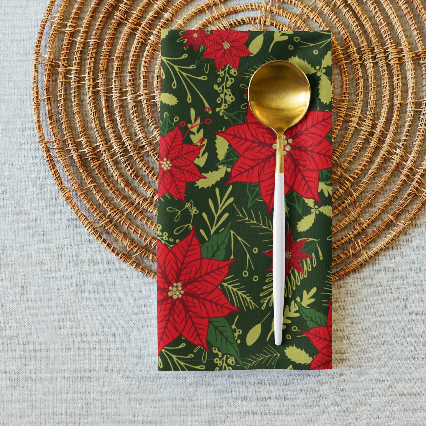 Christmas Poinsettia Cloth Napkin Set