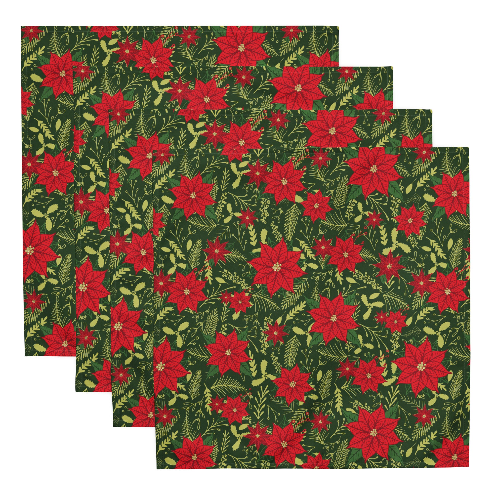 Christmas Poinsettia Cloth Napkin Set