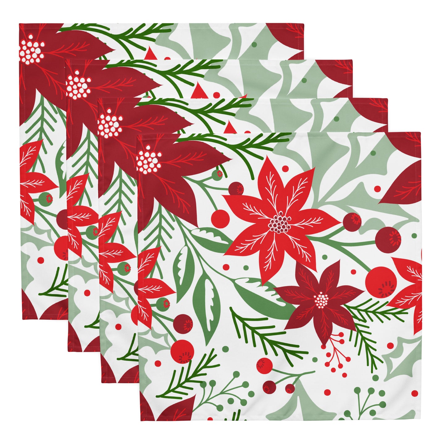 Modern Poinsettia Cloth Napkin Set