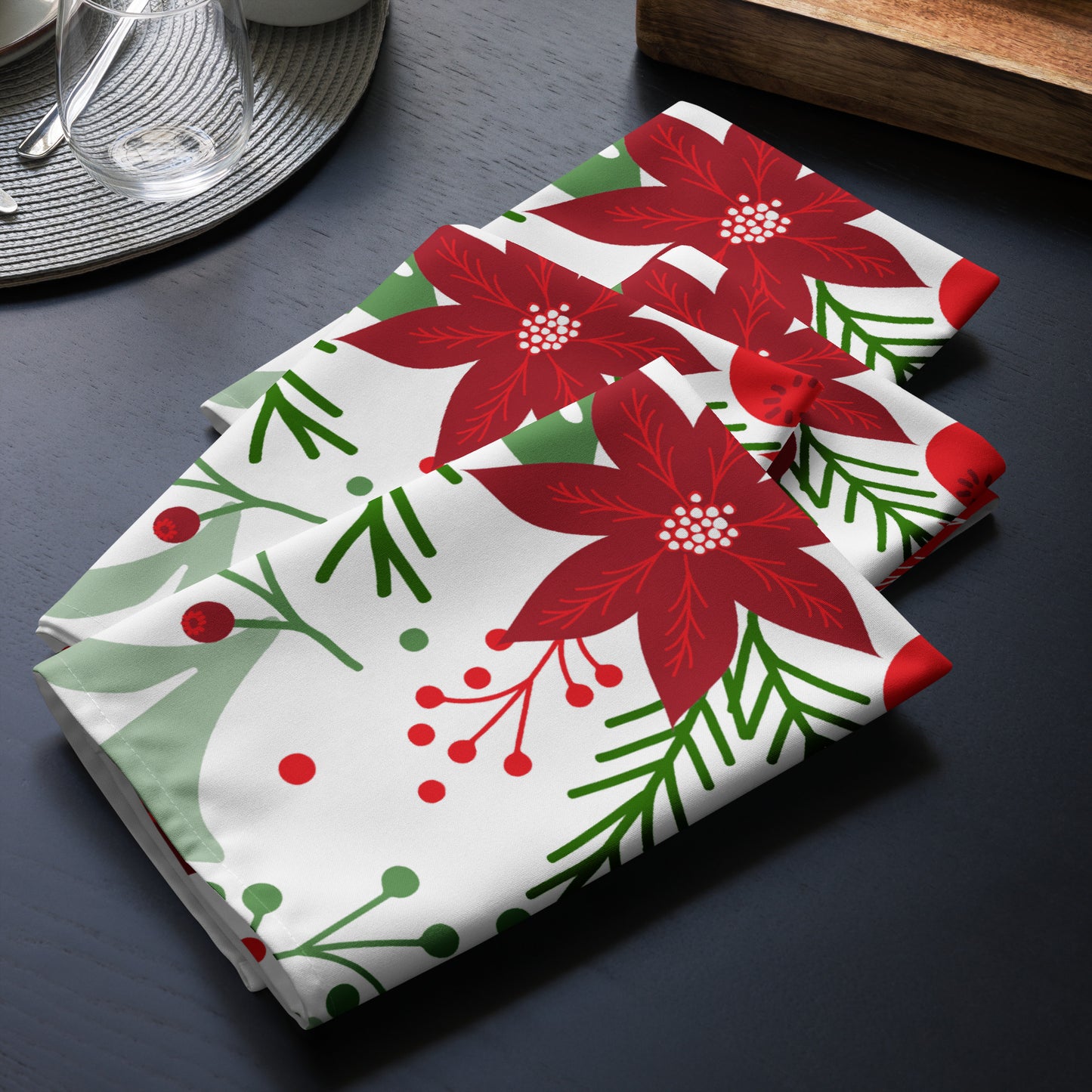 Modern Poinsettia Cloth Napkin Set