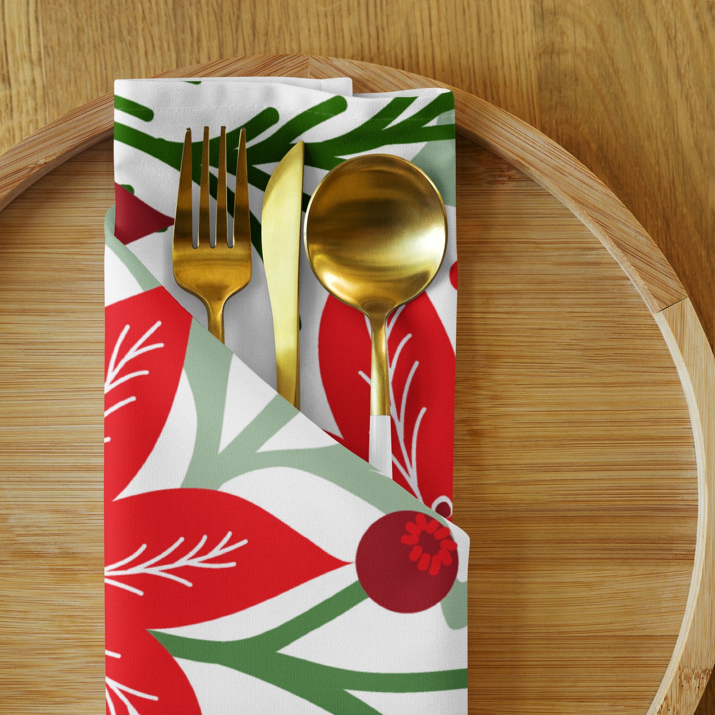 Modern Poinsettia Cloth Napkin Set