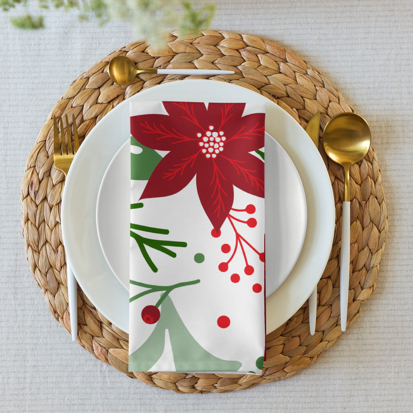 Modern Poinsettia Cloth Napkin Set