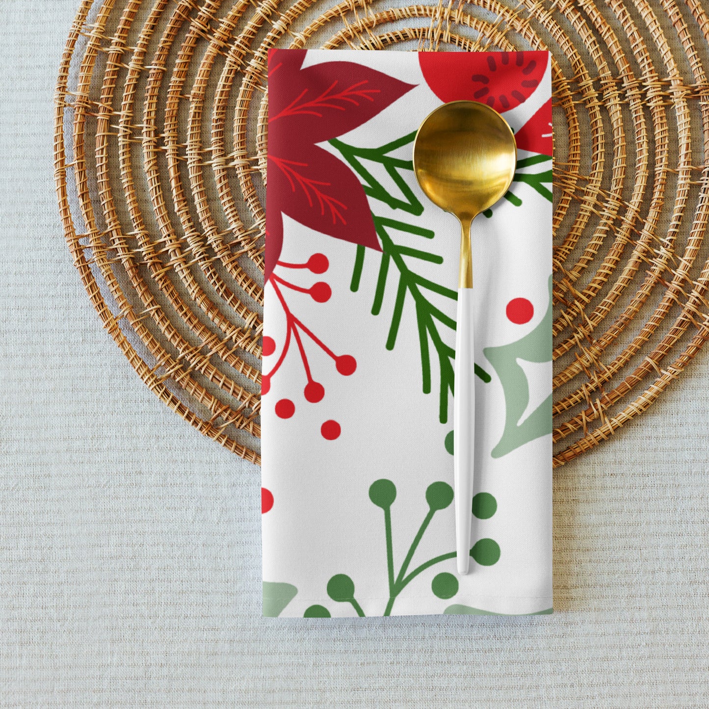 Modern Poinsettia Cloth Napkin Set