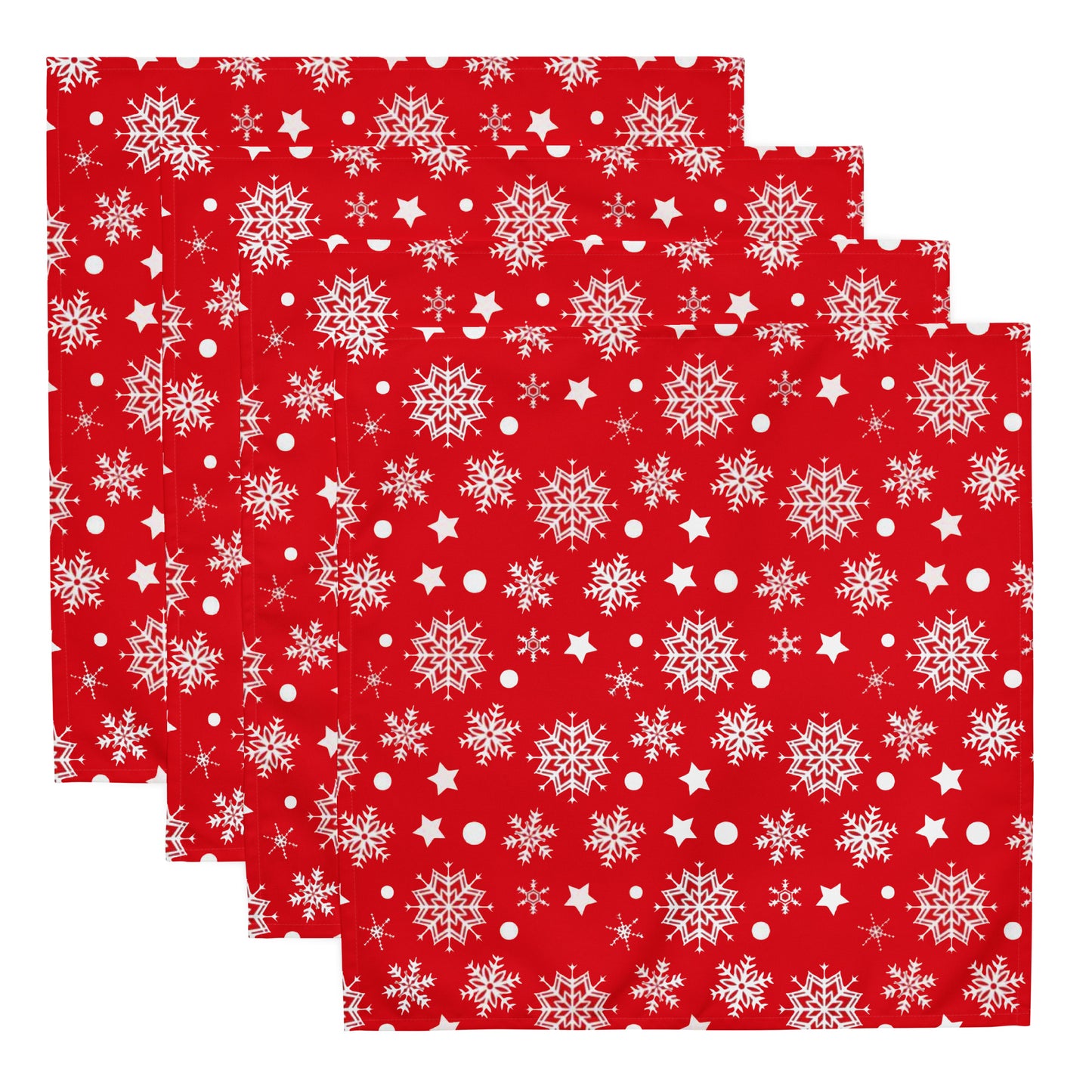 Snowflakes on Red Cloth Napkin Set