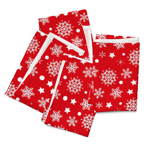 Snowflakes on Red Cloth Napkin Set