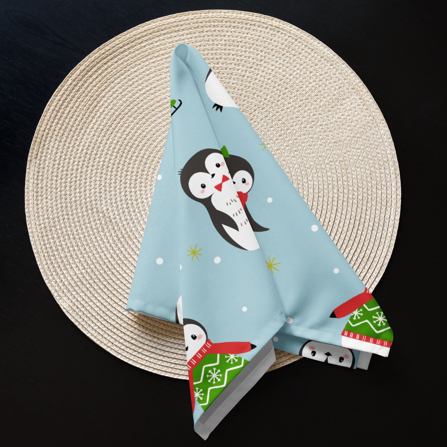 Christmas Penguins Cloth Napkin Set