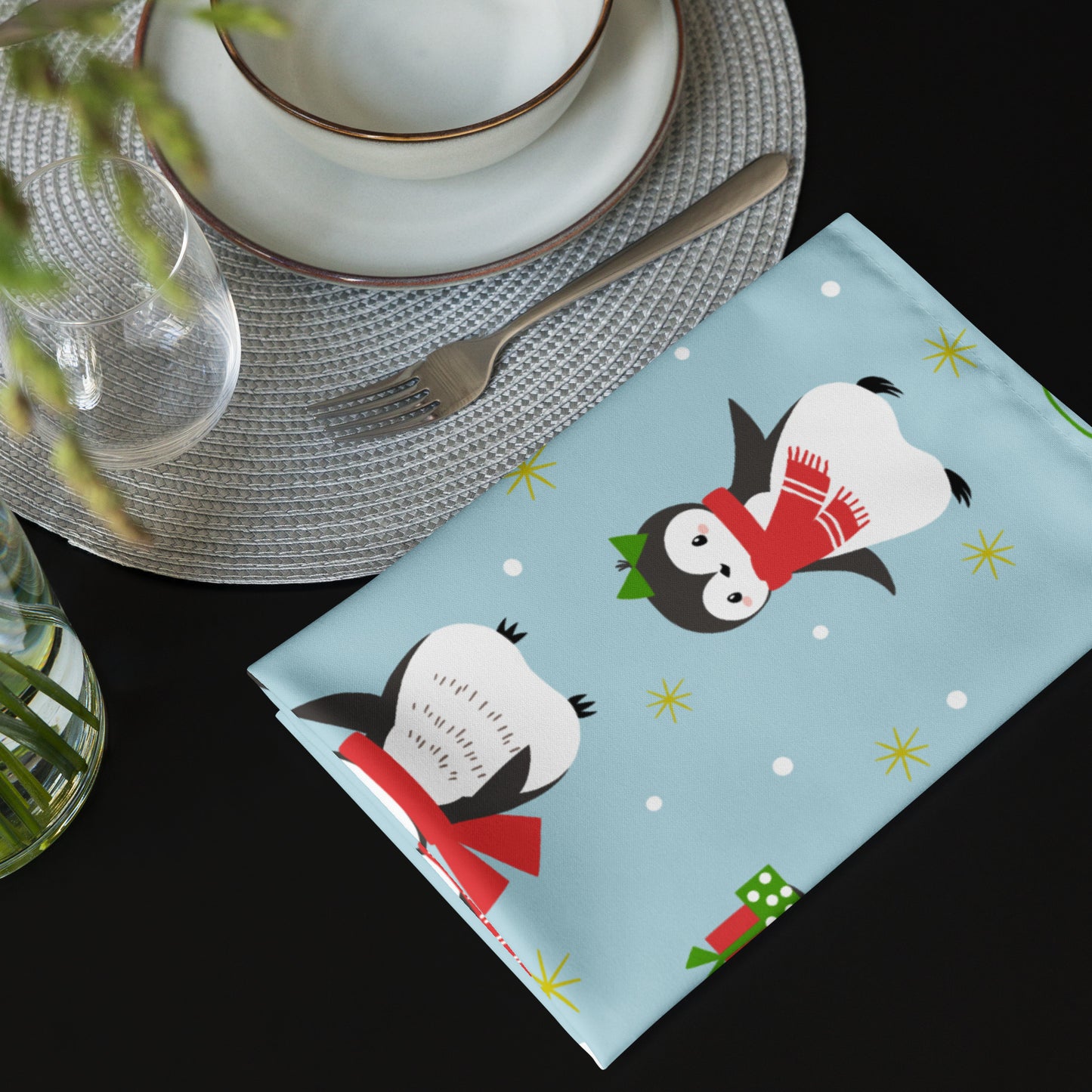 Christmas Penguins Cloth Napkin Set