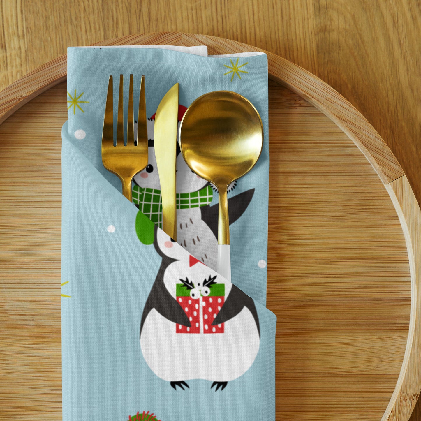 Christmas Penguins Cloth Napkin Set