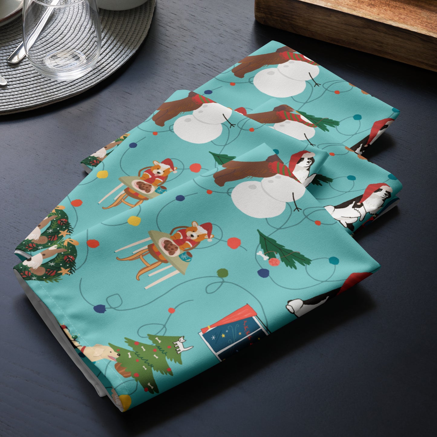 Festive Dogs Cloth Napkin Set