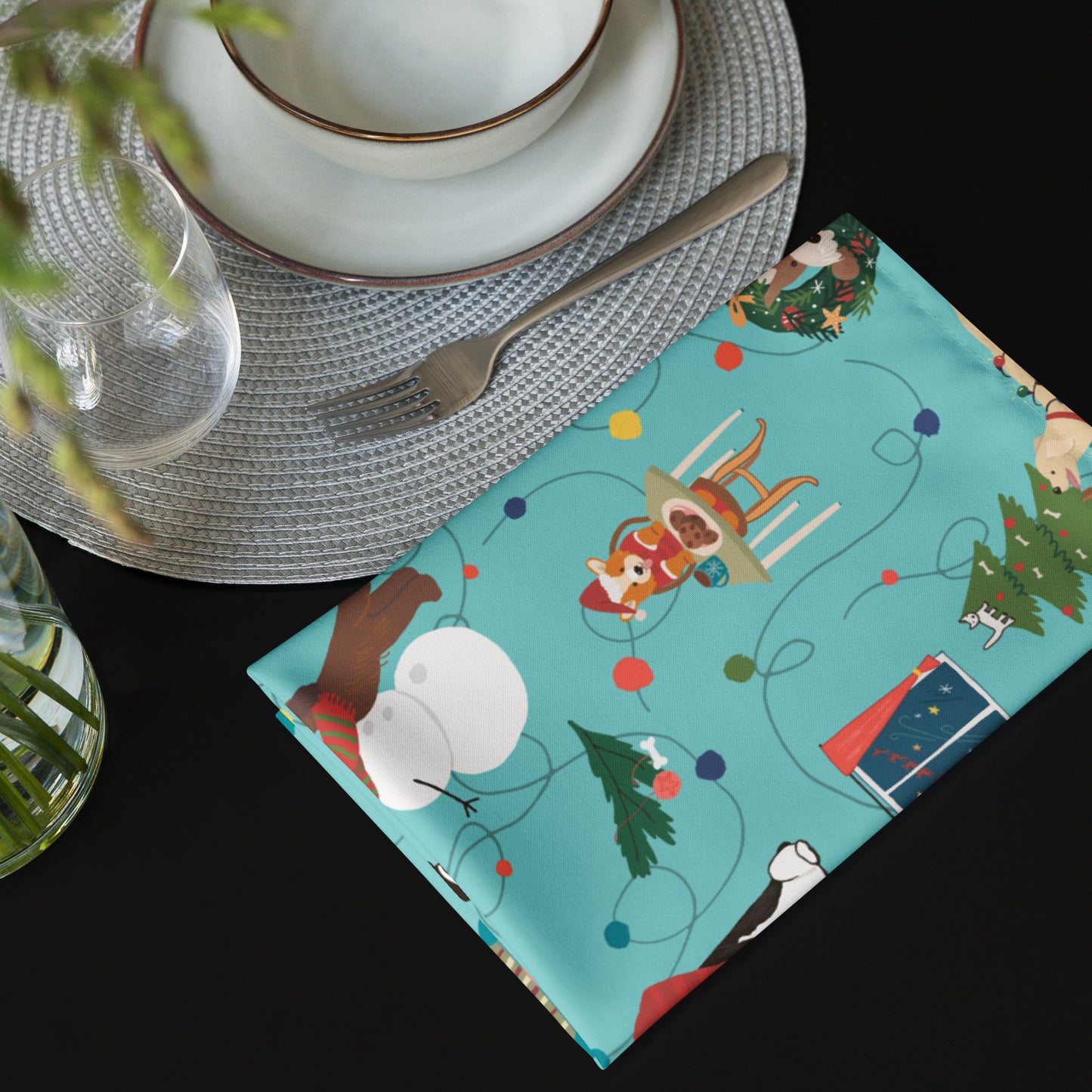 Festive Dogs Cloth Napkin Set