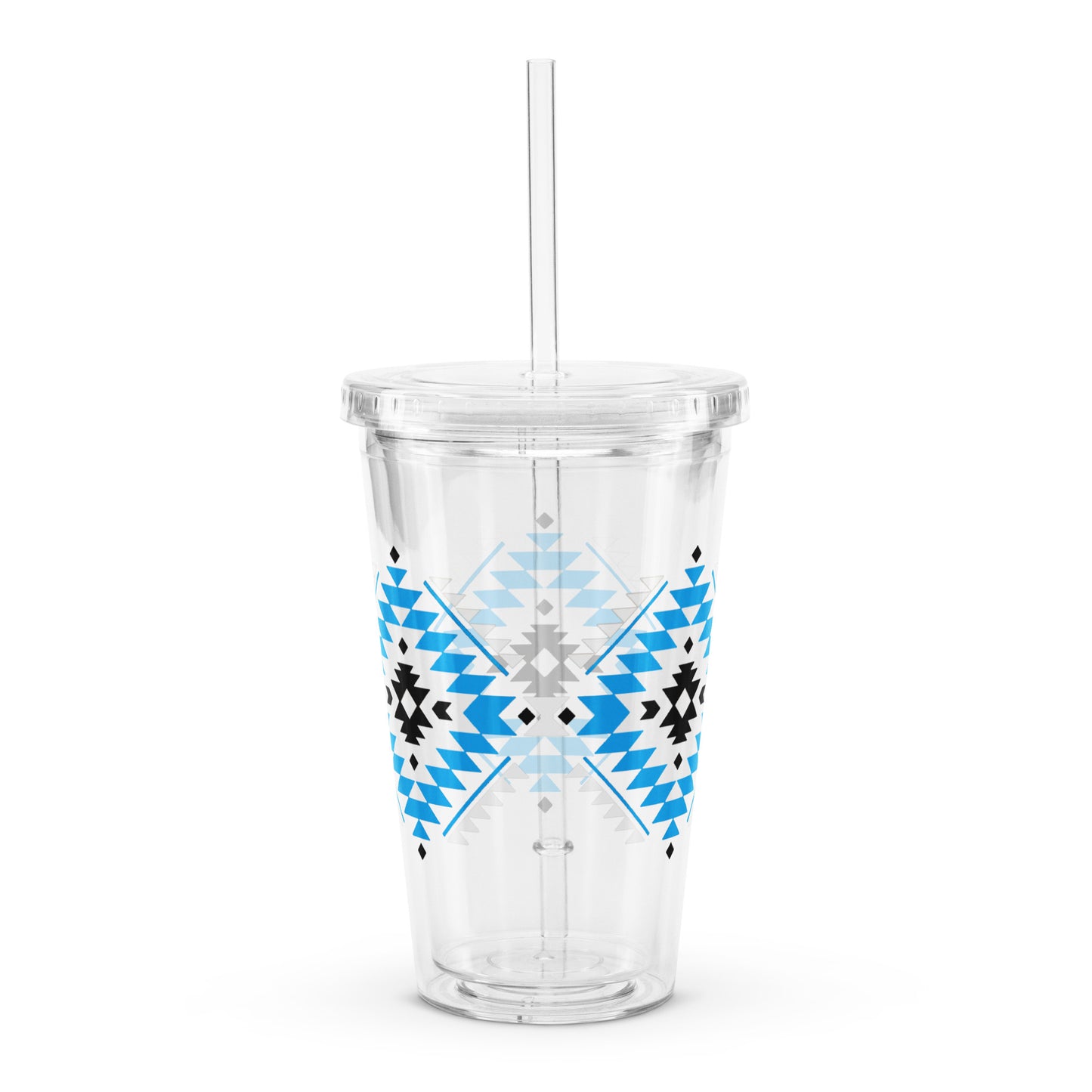 Geometric Native American Pattern Clear Plastic Tumbler