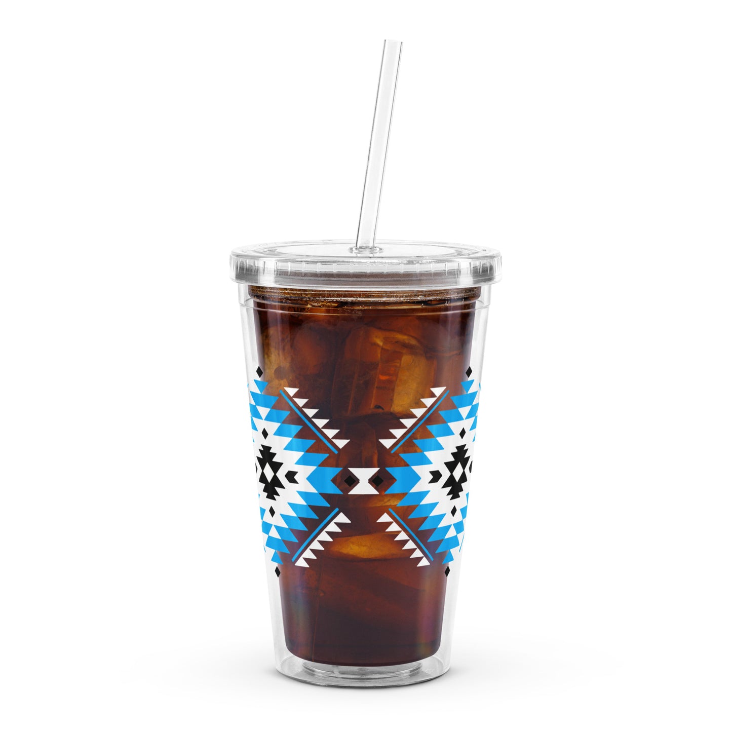 Geometric Native American Pattern Clear Plastic Tumbler