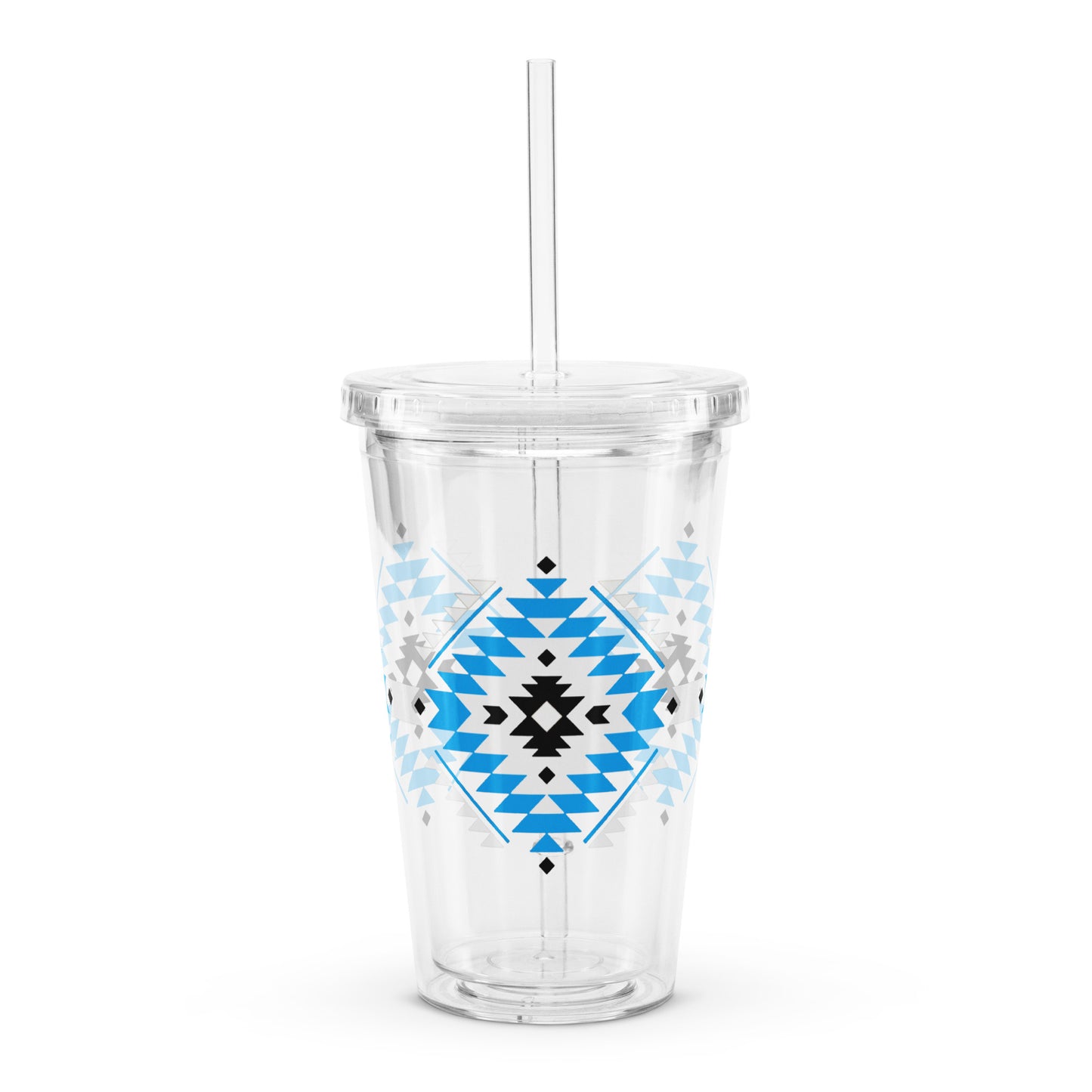 Geometric Native American Pattern Clear Plastic Tumbler