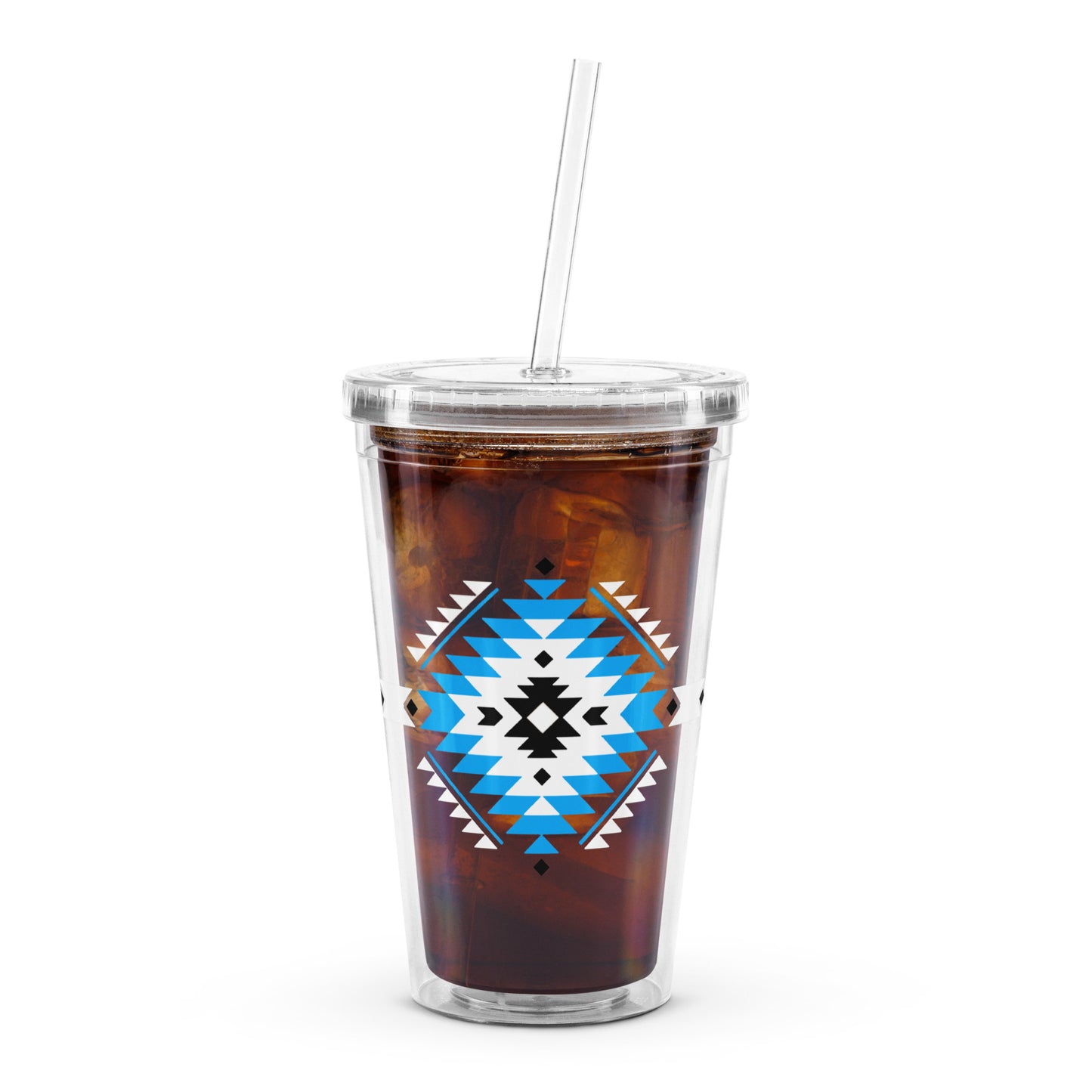 Geometric Native American Pattern Clear Plastic Tumbler