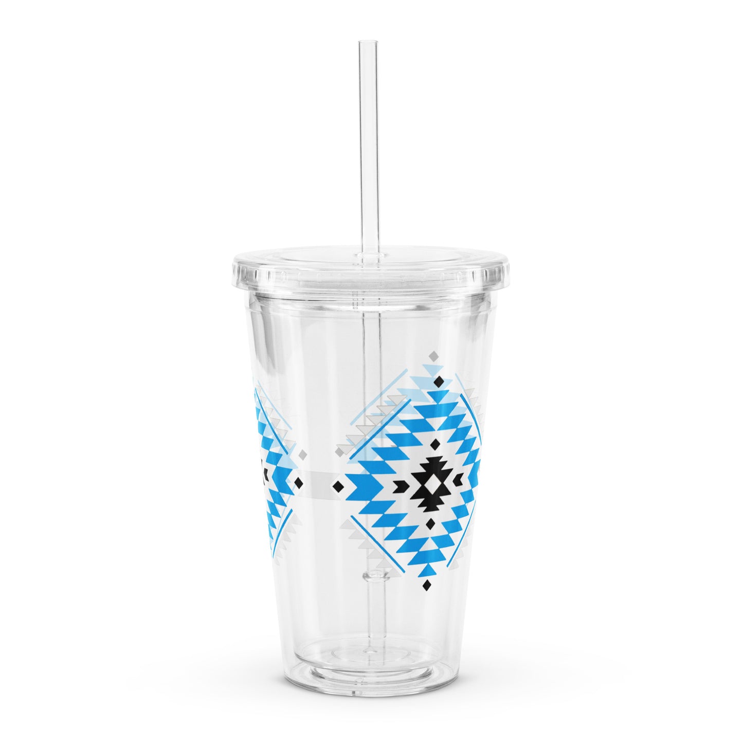 Geometric Native American Pattern Clear Plastic Tumbler