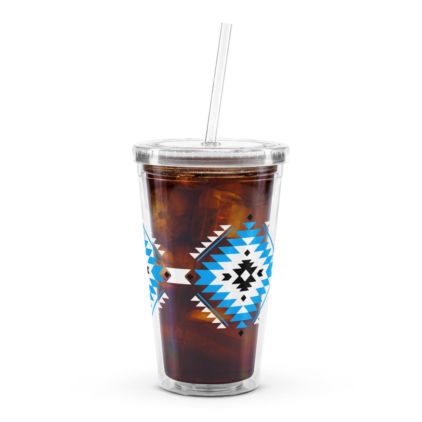 Geometric Native American Pattern Clear Plastic Tumbler