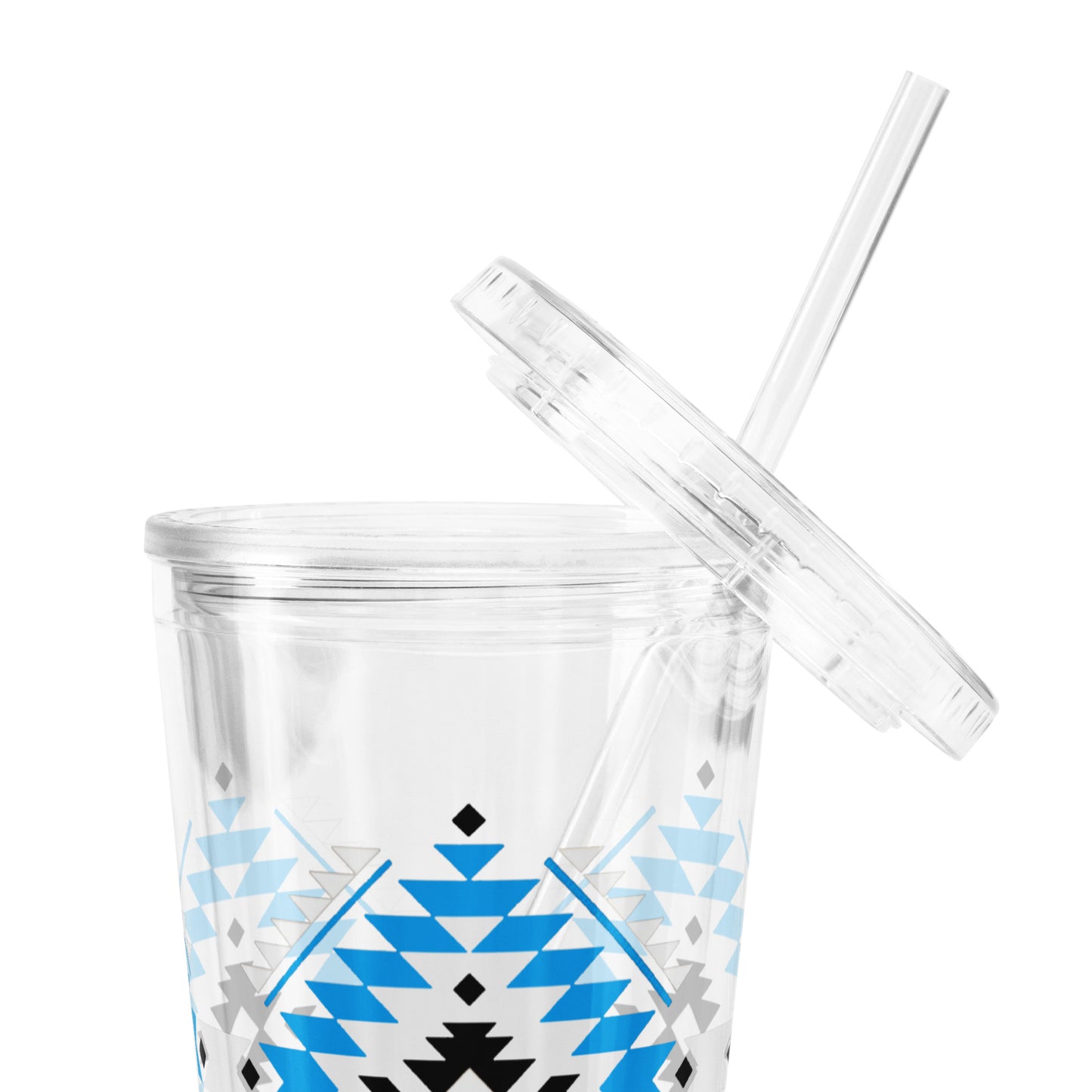 Geometric Native American Pattern Clear Plastic Tumbler