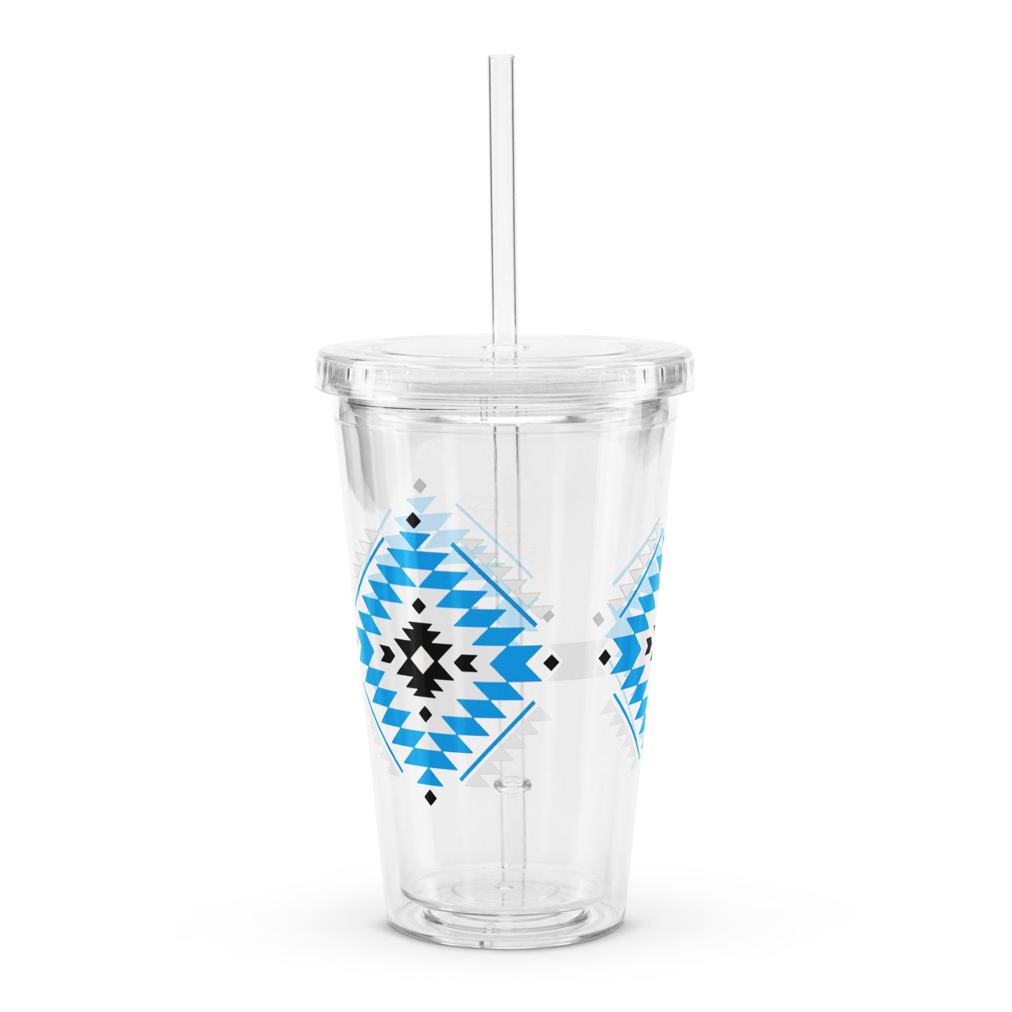 Geometric Native American Pattern Clear Plastic Tumbler