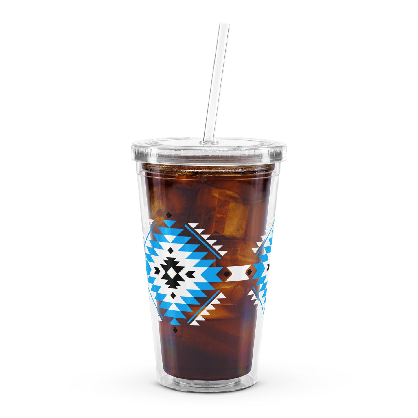 Geometric Native American Pattern Clear Plastic Tumbler